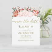 冬は日付カード金箔の水色フローラを保存 セーブザデート