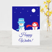 冬は雪景色 : ダークブルー カード (黄色い花)