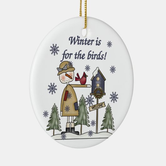 冬は鳥の記念オーナメント セラミックオーナメント (右)