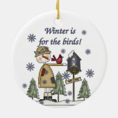 冬は鳥の記念オーナメント セラミックオーナメント (裏面)