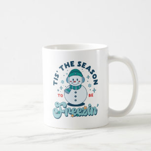 冬は、シーズンはフリージンティール(緑がかった色)雪だるま コーヒーマグカップ