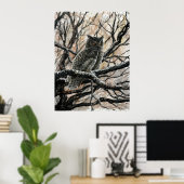 冬ふくろう ポスター (ホームオフィス)