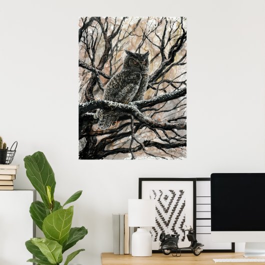 冬ふくろう ポスター (ホームオフィス)