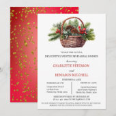 冬またはクリスマスのウェディング リハーサル ディナー 招待状 (正面/裏面)