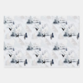 冬またはクリスマスの雪の木の鹿エレガント ラッピングペーパーシート (正面)