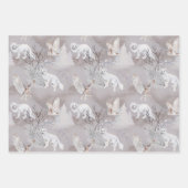 冬またはクリスマスウッドランドキツネフクロウエレガント ラッピングペーパーシート (正面2)