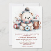 冬をテーマとしたかわいいクマのおもちゃコーヒーウォーターカラーアート 招待状 (正面)