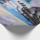 冬をテーマにしたアライグマオリジナルアートラッピング紙 ラッピングペーパー (角)