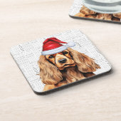 冬をテーマにしたコッカースパニエル犬サンタドッグホリデー コースター (左側)
