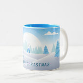 冬をテーマにしたメリークリスマスツートーンマグカップ ツートーンマグカップ (正面右)