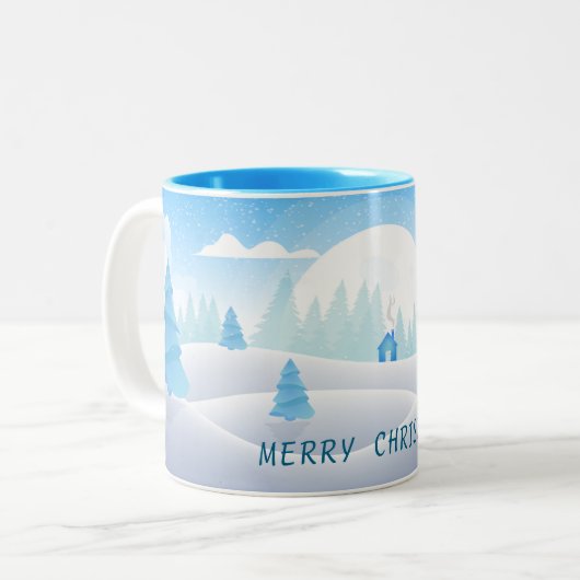 冬をテーマにしたメリークリスマスツートーンマグカップ ツートーンマグカップ (正面左)