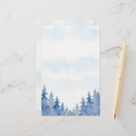 冬をテーマにした松の木は平原 便箋 (正面/裏面インサイチュ)