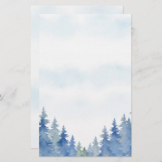 冬をテーマにした松の木は平原 便箋 (正面/裏面)