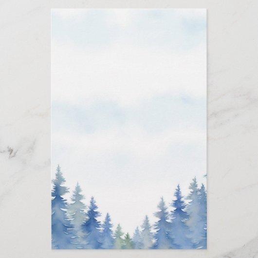 冬をテーマにした松の木は平原 便箋 (正面)
