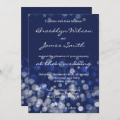 冬をテーマにした結婚式招待状ブルー《写真》ぼけ味 招待状 (正面/裏面)