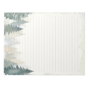 冬をテーマにした緑の松の木がメモ帳に並ぶ ノートパッド