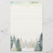 冬をテーマにした緑の松の木が並んだ 便箋 (正面)