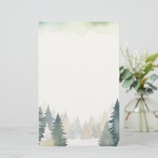 冬をテーマにした緑の松 便箋 (スタンド正面)