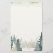 冬をテーマにした緑の松 便箋 (正面)