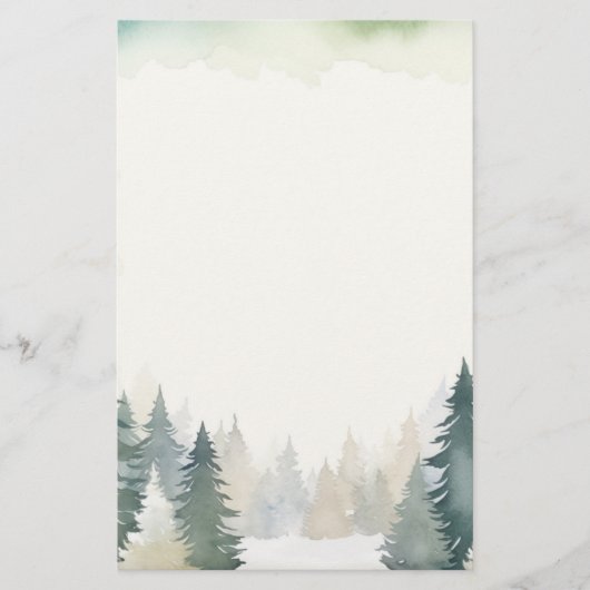 冬をテーマにした緑の松 便箋 (正面)