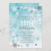 冬をテーマにした誕生日パーティーの招待状 招待状 (正面/裏面)