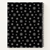 冬をテーマにした雪のかけらモダン模様（黒） ノートブック (裏面)