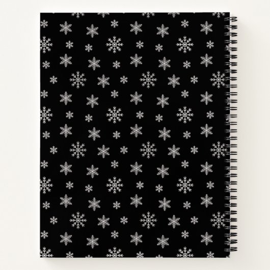 冬をテーマにした雪のかけらモダン模様（黒） ノートブック (裏面)