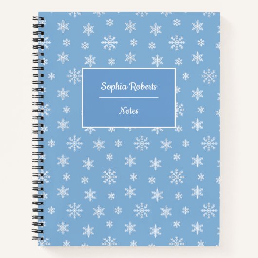 冬をテーマにした雪片パモダンターンの赤ちゃん青 ノートブック (正面)