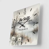 冬をテーマにした静かな時計と聖書の聖句 スクエア壁時計 (傾斜)