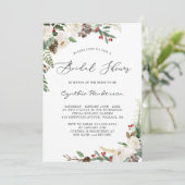 冬をテーマ素朴にしたフローラベリーブライダルシャワー 招待状 (スタンド正面)