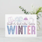 冬を愛する少女かわいい季節のデザイン カード (スタンド正面)