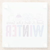 冬を愛する少女かわいい季節のデザイン ガラスコースター (裏面)