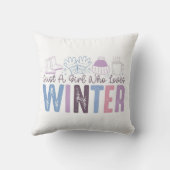 冬を愛する少女かわいい季節のデザイン クッション (裏面)