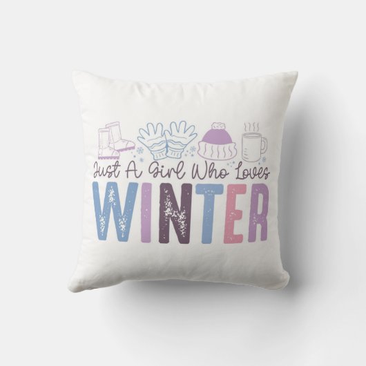 冬を愛する少女かわいい季節のデザイン クッション (裏面)