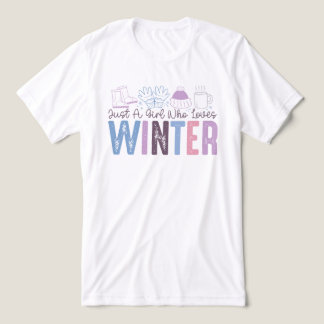 冬を愛する少女かわいい季節のデザイン トライブレンドTシャツ
