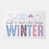 冬を愛する少女かわいい季節のデザイン ドアマット (正面)