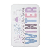 冬を愛する少女かわいい季節のデザイン バスマット (正面縦)