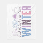 冬を愛する少女かわいい季節のデザイン フリースブランケット (正面)