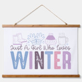 冬を愛する少女かわいい季節のデザイン 吊り下げ型タペストリー (正面)