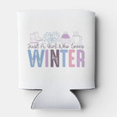 冬を愛する少女かわいい季節のデザイン 缶クーラー (裏面)