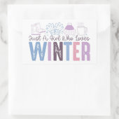 冬を愛する少女かわいい季節のデザイン 長方形シール (バッグ)