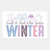 冬を愛する少女かわいい季節のデザイン 長方形シール (正面)