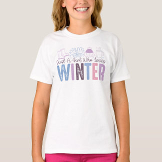 冬を愛する少女かわいい季節のデザイン Tシャツ