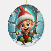 冬を楽しむ幸せなクリスマスエルフ セラミックオーナメント (左)