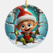 冬を楽しむ幸せなクリスマスエルフ セラミックオーナメント (裏面)