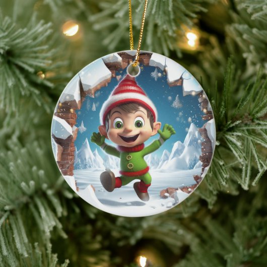 冬を楽しんで幸せなクリスマス小妖精や小人。 セラミックオーナメント (ツリー)