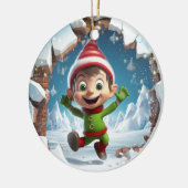 冬を楽しんで幸せなクリスマス小妖精や小人。 セラミックオーナメント (左)