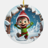 冬を楽しんで幸せなクリスマス小妖精や小人。 セラミックオーナメント (裏面)