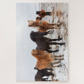 冬アイスランドのアイスランドの馬 ジグソーパズル (縦)