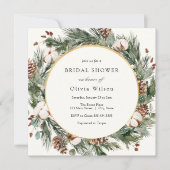冬エバエレガントーグリーンブライダルシャワー 招待状 (正面)